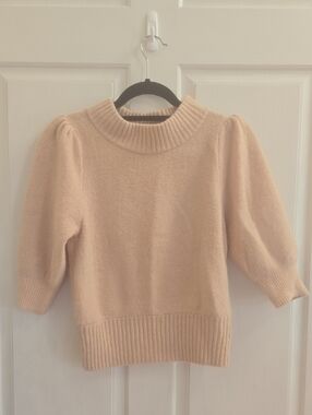 Free People Puff Sleeve Cowl Neck Sweater - Beige